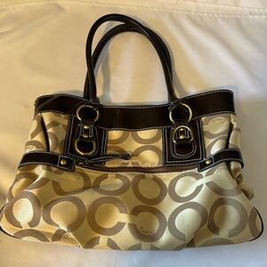 Coach Signature Canvas and Leather Tote - Khaki/Brown Chelsea Col. Like New